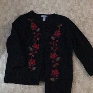 Koret Black Cardigan Sweater w/covered buttons Lg